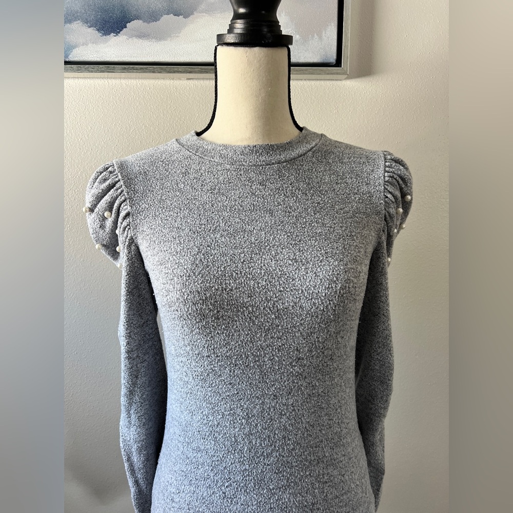 Zara Women’s Gray Balloon Sleeve Sweater Size S - Picture 2 of 10